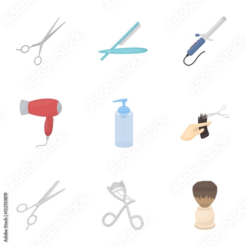 Hairdresser set icons in cartoon style. Big collection of hairdresser vector symbol stock illustration