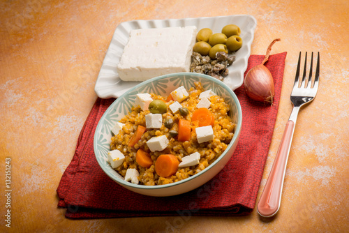 barley salad with feta cheese anchovy capers and olives