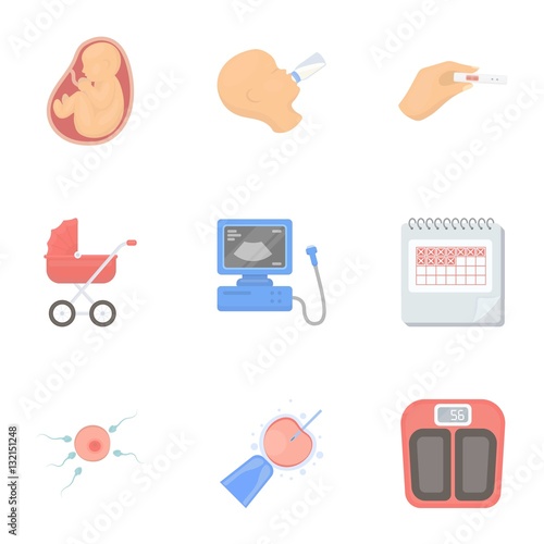 Pregnancy set icons in cartoon style. Big collection of pregnancy vector symbol stock illustration