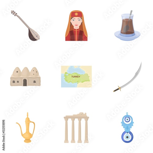 Turkey set icons in cartoon style. Big collection of Turkey vector symbol stock illustration