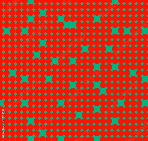 Seamless pattern with red circles on green background