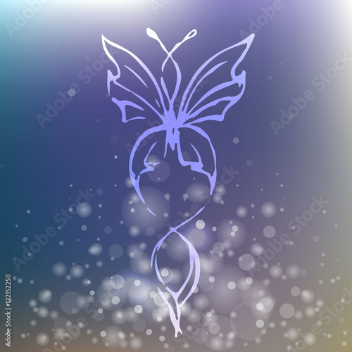 Tableau sur toile Elegant sparkling butterfly on blurred background