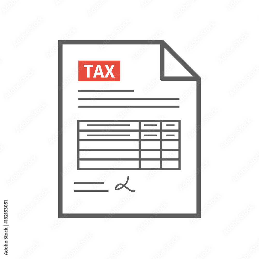 Tax form icon in the flat style, isolated from the white background. Tax form icon in the flat style, isolated from the white background.