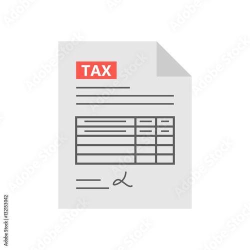 Tax form icon in the flat style, isolated from the white background.