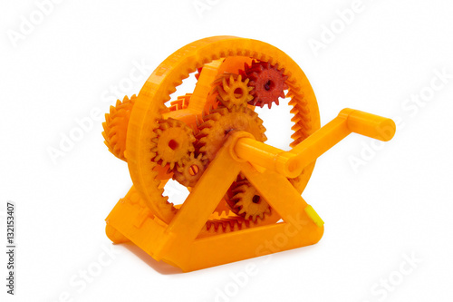 Orange Gear Shaped Object Printed With 3D Printer