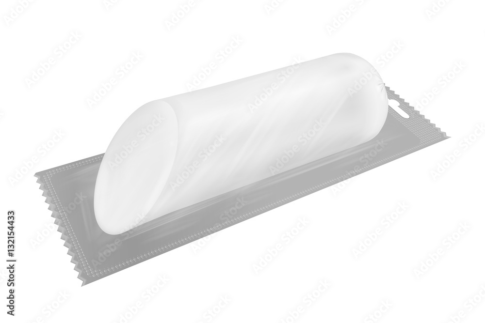 White empty plastic packaging for sausage and food White empty plastic packaging for sausage and food