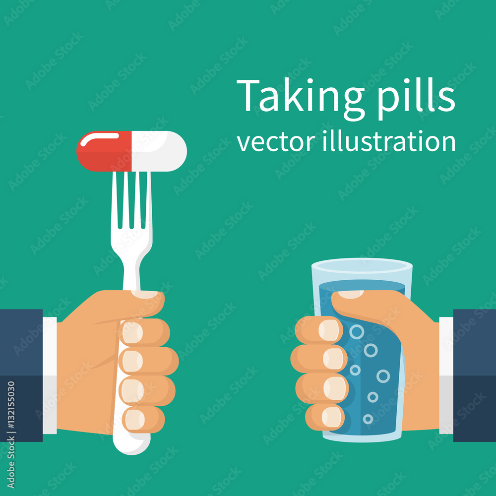 Eating pills. Taking tablet Eating pills. Taking tablet
