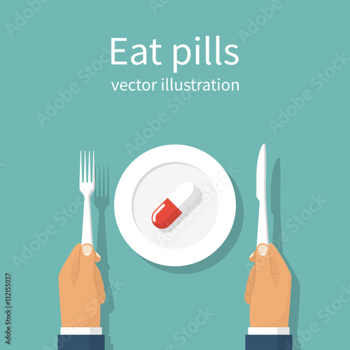 Eating pills. Taking tablet