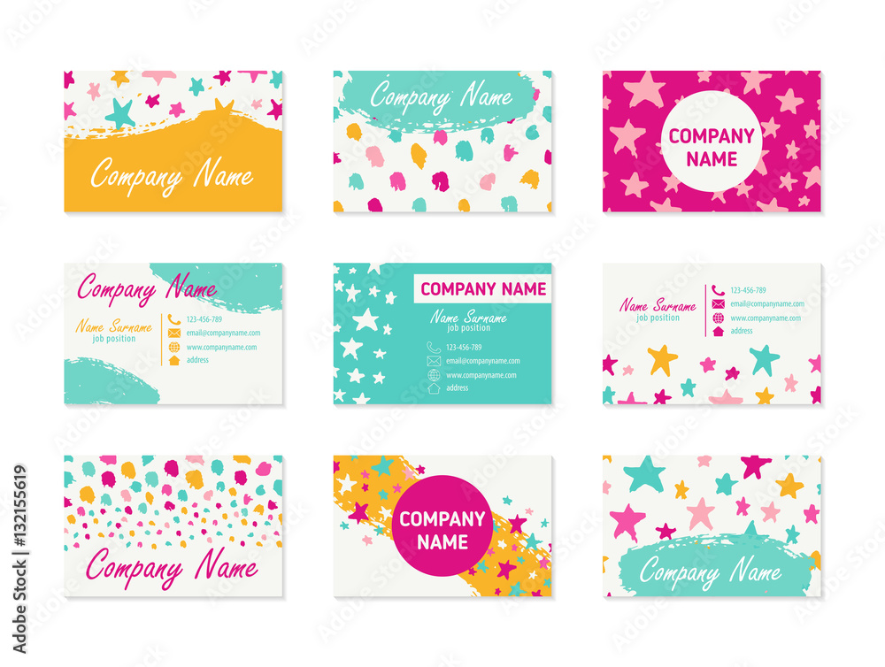 Set of Business Cards with hand drawn elements