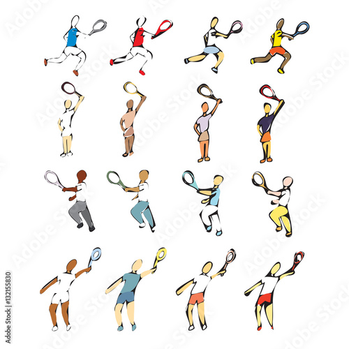 Abstract Sketch Wimbledon Tennis Players Vectors