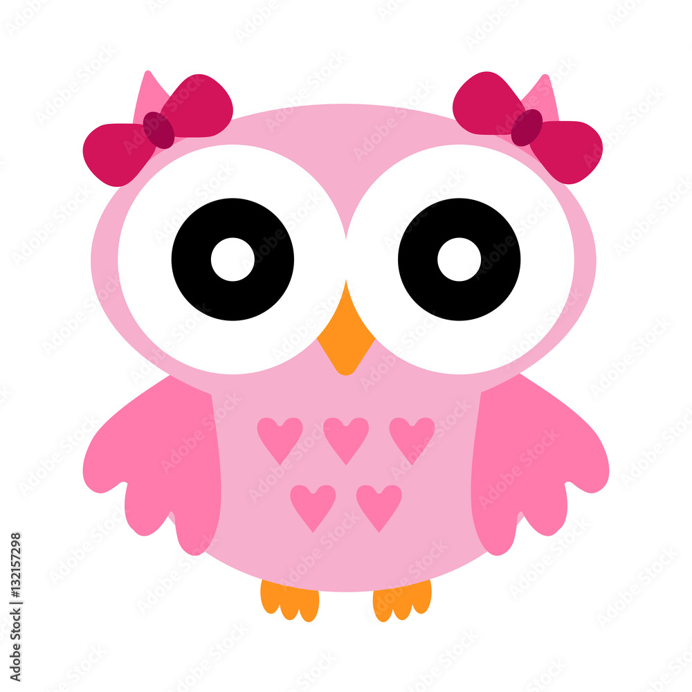 Rose toy owl on a white background Rose toy owl on a white background