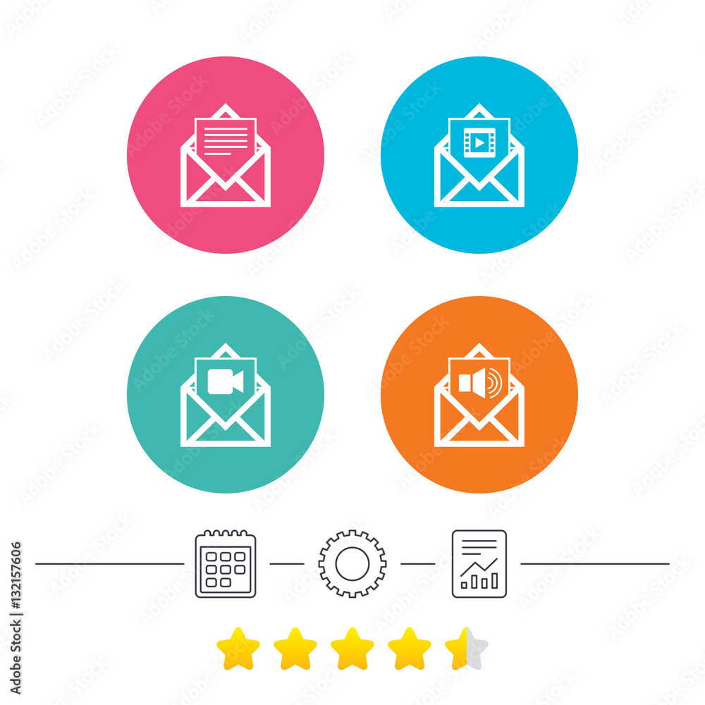 Mail envelope icons. Message document symbols. Mail envelope icons. Message document symbols.