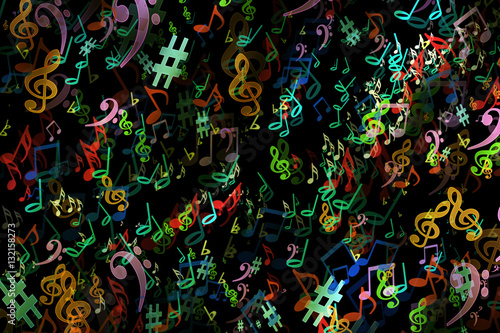 Abstract musical background. in graffiti style. Notes. Music. Fa