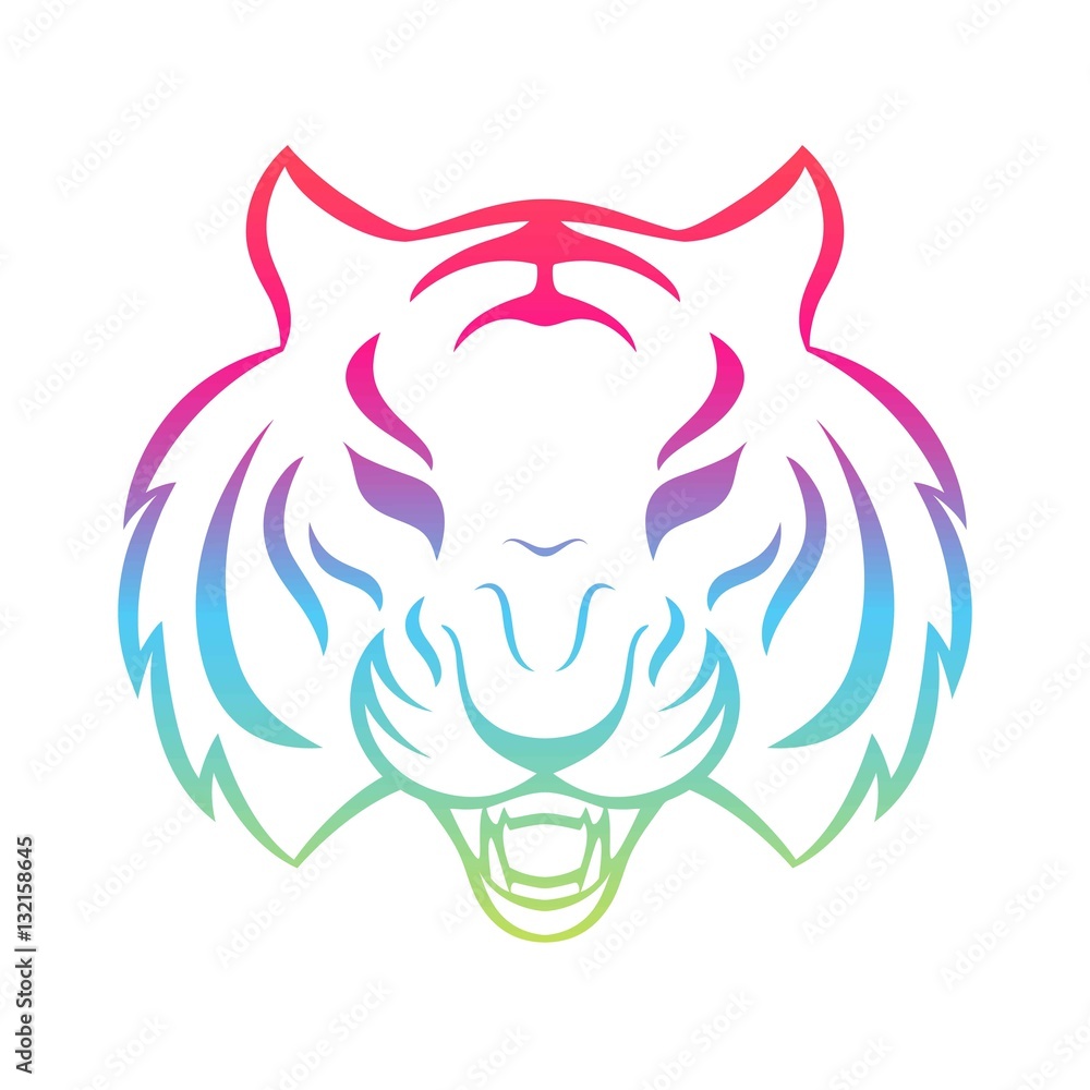 Tiger icon isolated on a white background. Tiger logo template, tattoo design, t-shirt print. Tiger icon isolated on a white background. Tiger logo template, tattoo design, t-shirt print.