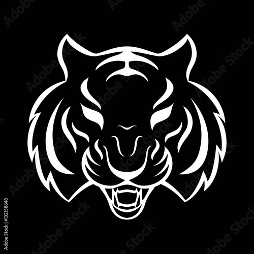 Fototapeta Naklejka Na Ścianę i Meble -  Tiger icon isolated on a white background. Tiger logo template, tattoo design, t-shirt print.