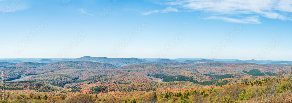 Panorama of Appalachian mountain valley in West Virginia from Sp