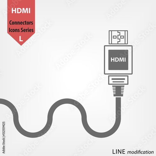 HDMI Video jack line icon. The Plug in flat design for Manuals and a Graphic. Connectors icons series LINE