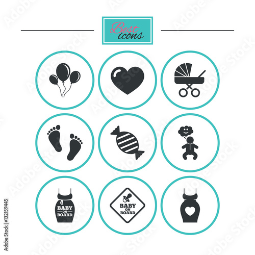 Pregnancy  maternity and baby care icons.