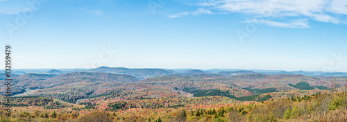 Panorama of Appalachian mountain valley in West Virginia from Sp