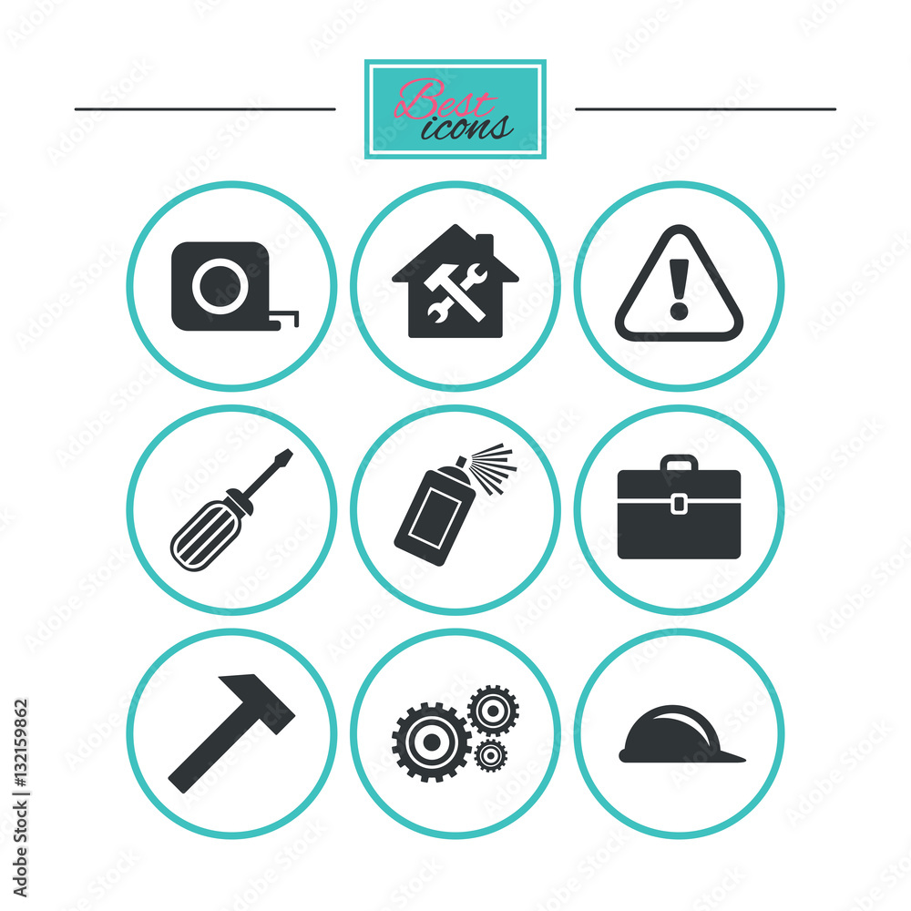 Repair, construction icons. Helmet, screwdriver. Repair, construction icons. Helmet, screwdriver.