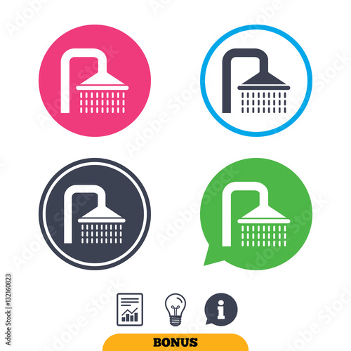 Shower sign icon. Douche with water drops symbol.