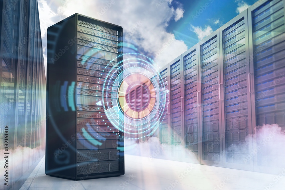 Obraz premium Composite image of server tower 3d