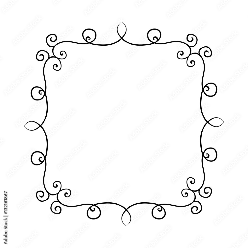 Hand drawn vector frame with curls. Design elements Hand drawn vector frame with curls. Design elements