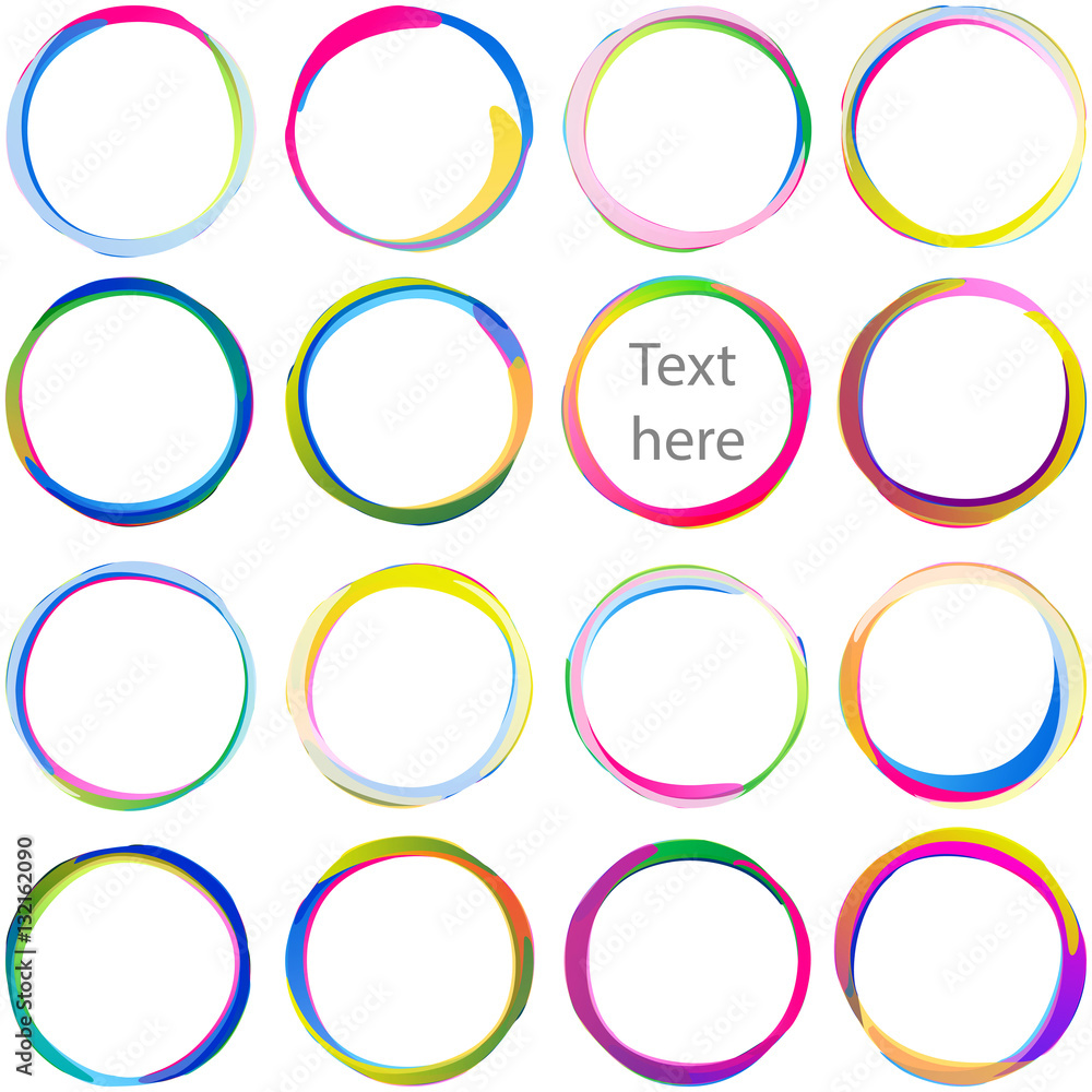 Colored text blobs from overlapping circles; Arcs rounded multicolored banners, Swirled circular medals and labels; Vector icons set Eps10 Colored text blobs from overlapping circles; Arcs rounded multicolored banners, Swirled circular medals and labels; Vector icons set Eps10