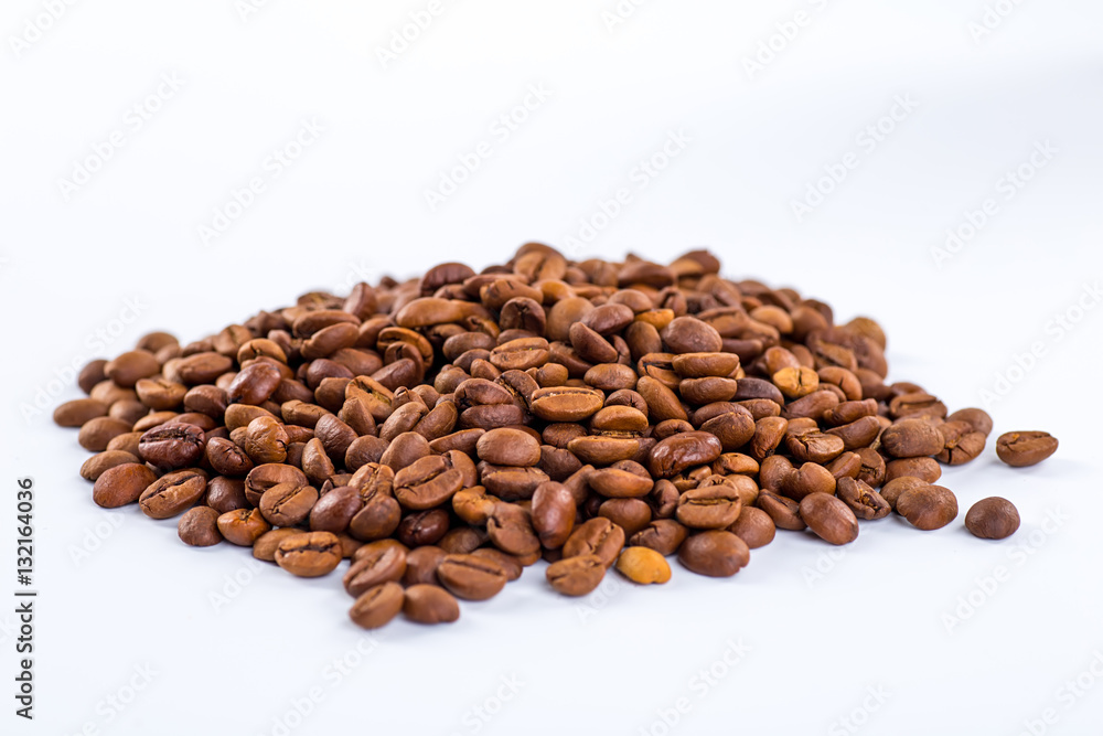 Coffee beans with white background for copy space. Coffee beans with white background for copy space.