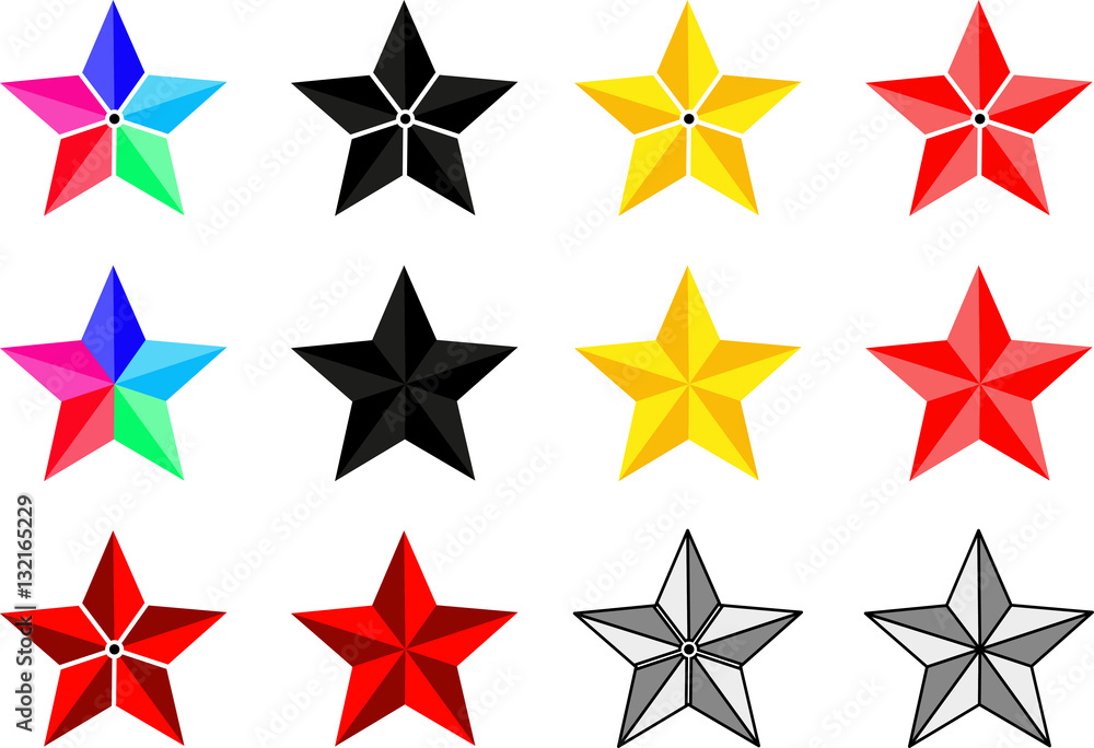 Star set, stars of different colors Star set, stars of different colors