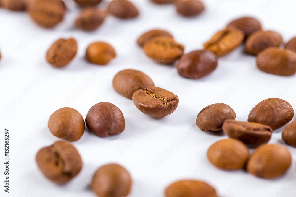 Coffee cup and beans on a white background. Coffee cup and beans on a white background.