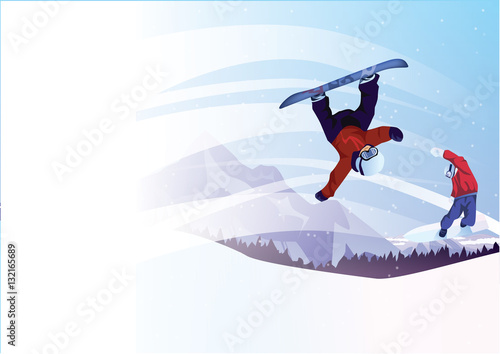 Winter sport, snowboarding - vector illustration 