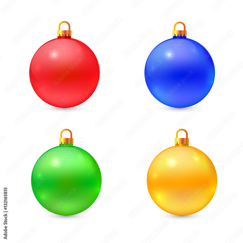 Set of isolated realistic vector chrismas balls Set of isolated realistic vector chrismas balls