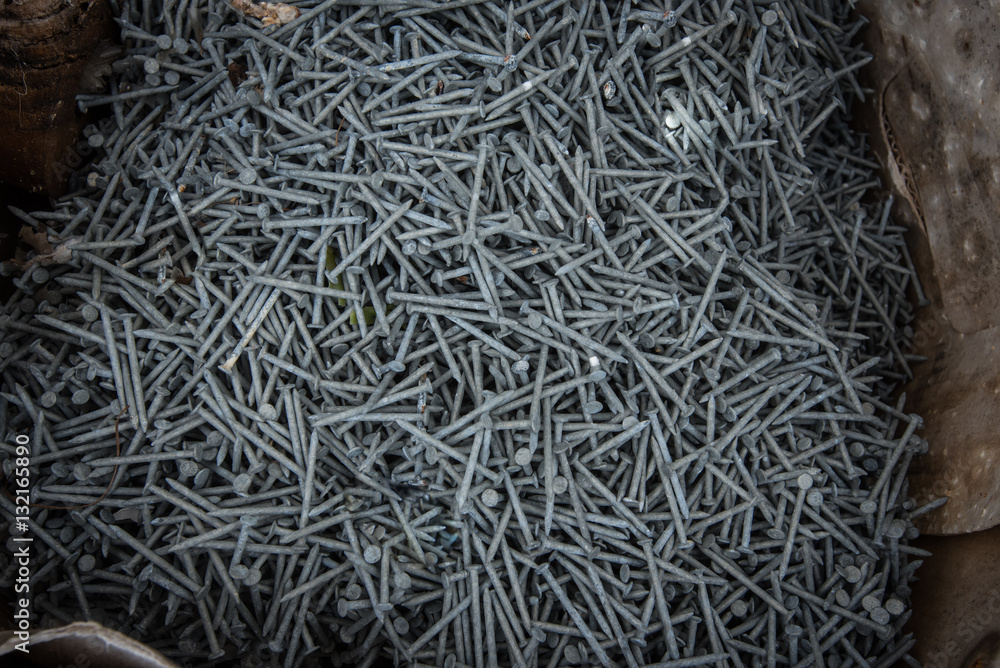 Wide View of Bucket of Nails Stock Photo | Adobe Stock