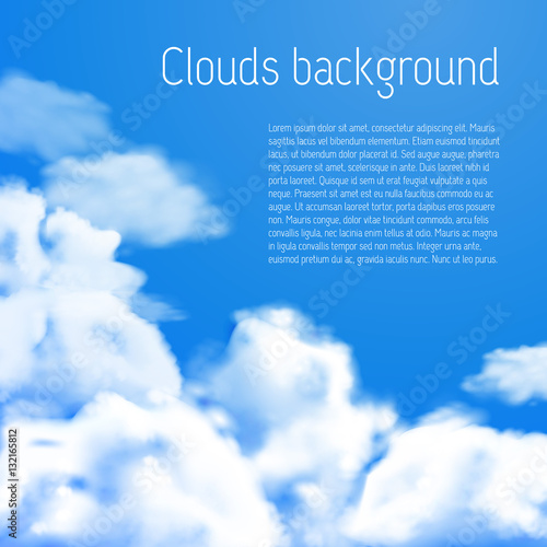 Blue sky with white clouds. Vector background