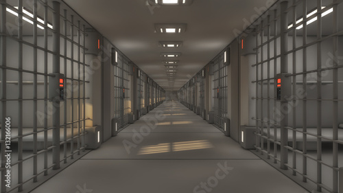 3d futuristic interior jail