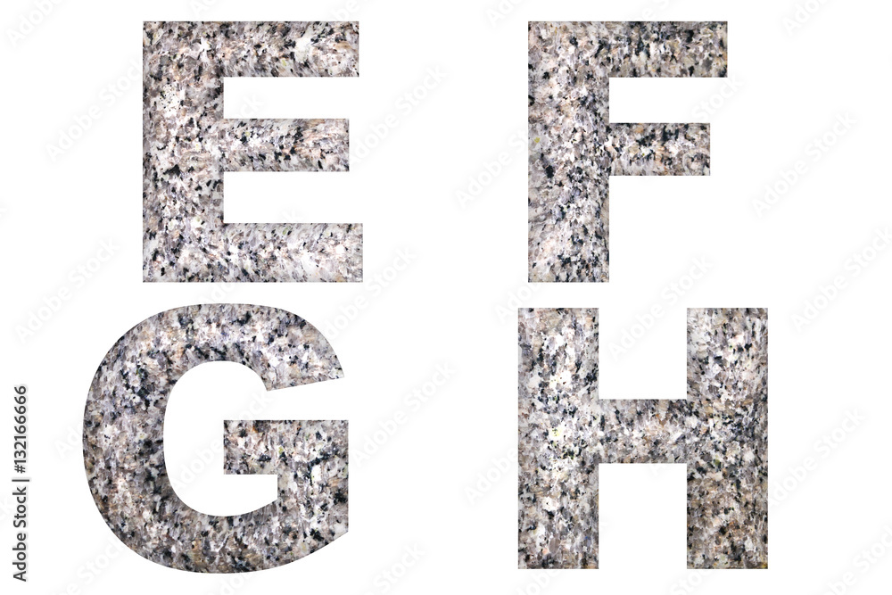 English alphabet texts made from marble rock that isolated on white background English alphabet texts made from marble rock that isolated on white background