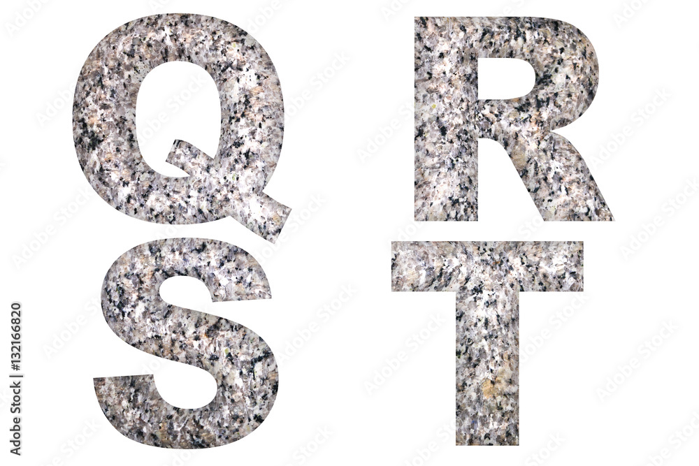 English alphabet texts made from marble rock that isolated on white background English alphabet texts made from marble rock that isolated on white background