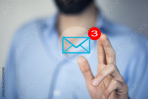 mail marketing concept with mail letter icons on hand