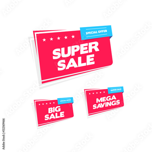 Super Sale, Big Sale & Mega Savings Labels
