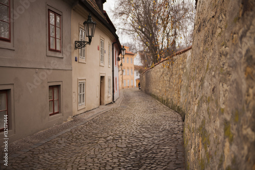 Street in old town Prague blur effect
