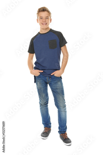 Cheerful teenager in casual...
