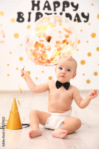 Cute baby boy at birthday p...