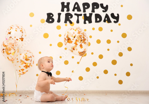 Cute baby boy at birthday p...