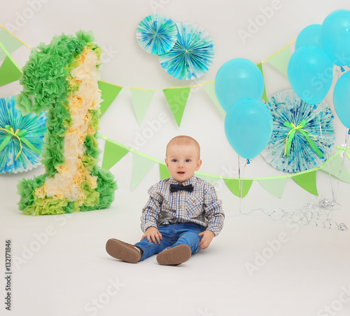 Cute baby boy on birthday d...