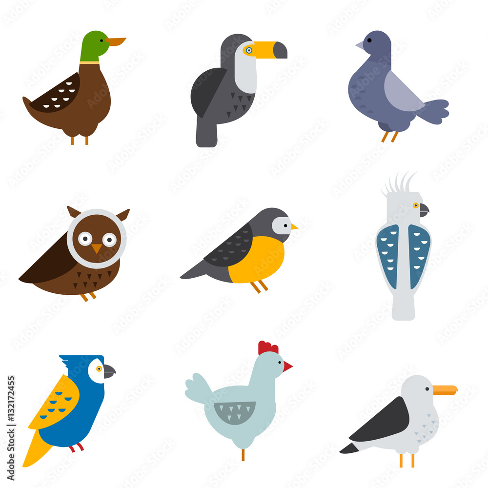 Naklejka premium Birds vector set illustration isolated