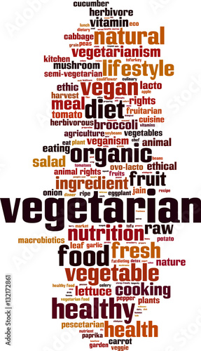 Vegetarian word cloud concept. Vector illustration