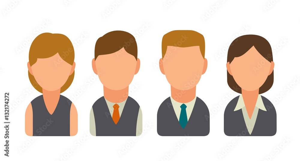 Set icon male and female faces business avatars. Flat illustration Set icon male and female faces business avatars. Flat illustration