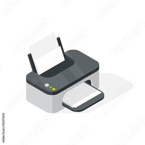 Realistic printer vector isometric illustration.