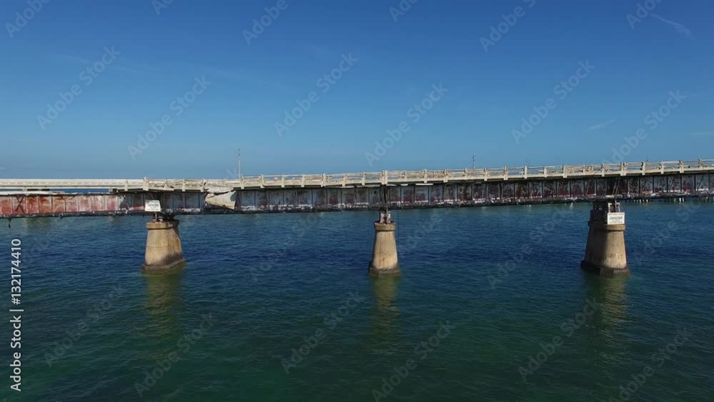 Aerial Flying Parallel to Bahia Honda Bridge, Florida Keys, 4K Aerial Flying Parallel to Bahia Honda Bridge, Florida Keys, 4K